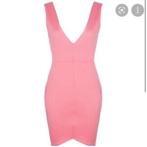 Boohoo Coral Plunge Dress
